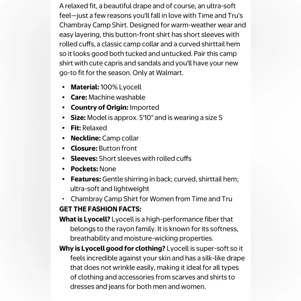 NWT Time and Tru Blue Denim Button-Down Shirt short sleeves - Picture 7 of 10